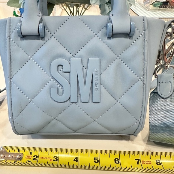 Steve Madden Sky Blue Quilted Satchel NEW - Picture 12 of 14